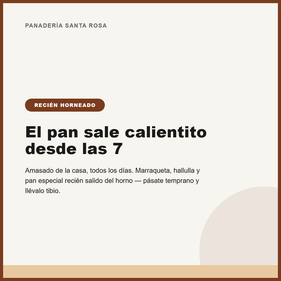 Pieza de ejemplo: panadería